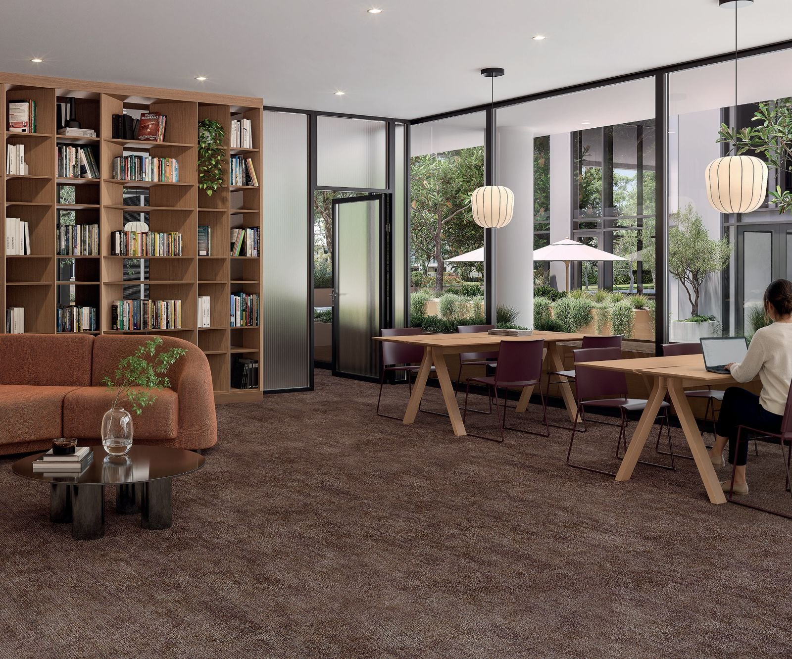 Artist’s impression of the business lounge and library