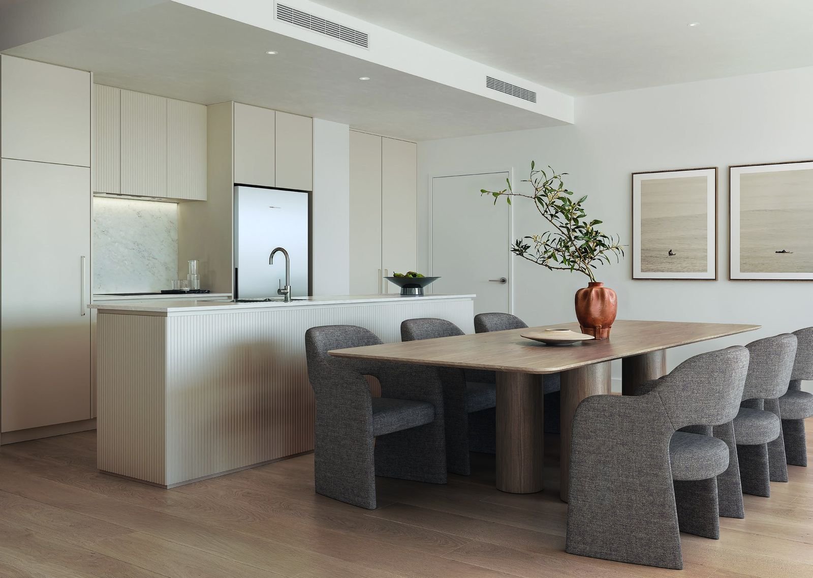 Artist’s impression of a Gateway kitchen with stone benchtop and island
